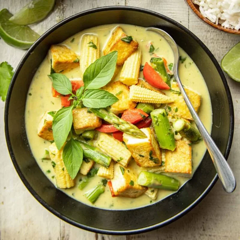 vegan green curry with tofu